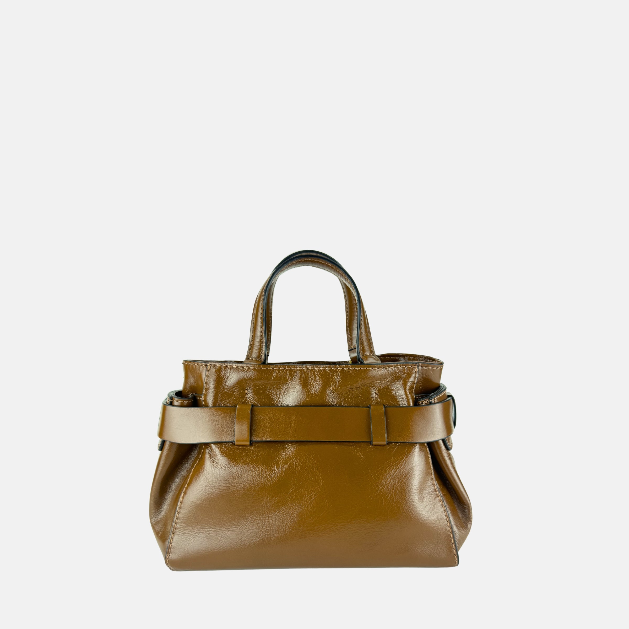Gianni Chiarini Miranda Mini Top Handle Bag in Walnut - Big Bag NY