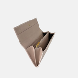 Biagini Croco Embossed Leather Flap Clutch Long Wallet in Light Pink - Big Bag NY