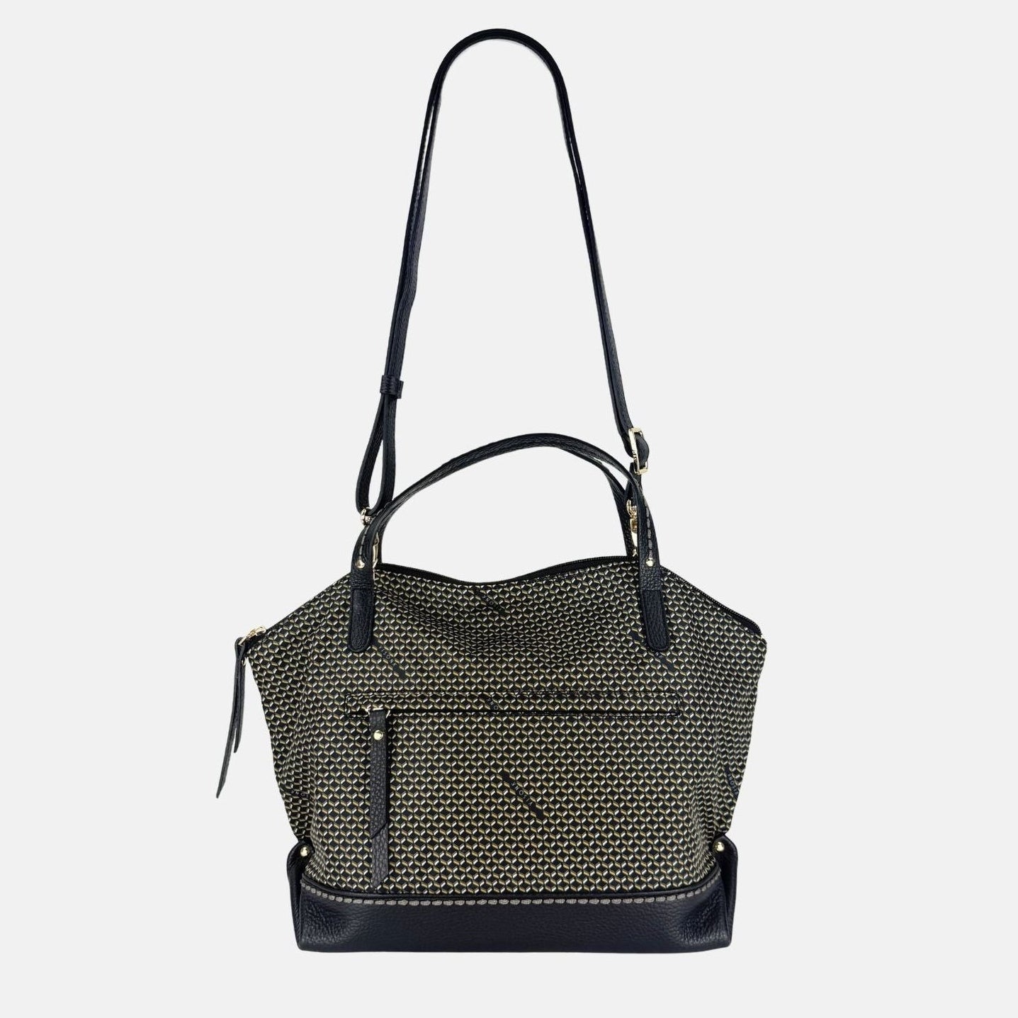 PLINIO Medium Top Handle Satchel in Black - Big Bag NY