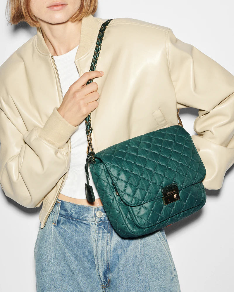 MZ Wallace Medium Crosby Lock Crossbody in Emerald - Big Bag NY
