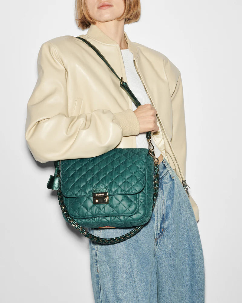 MZ Wallace Medium Crosby Lock Crossbody in Emerald - Big Bag NY