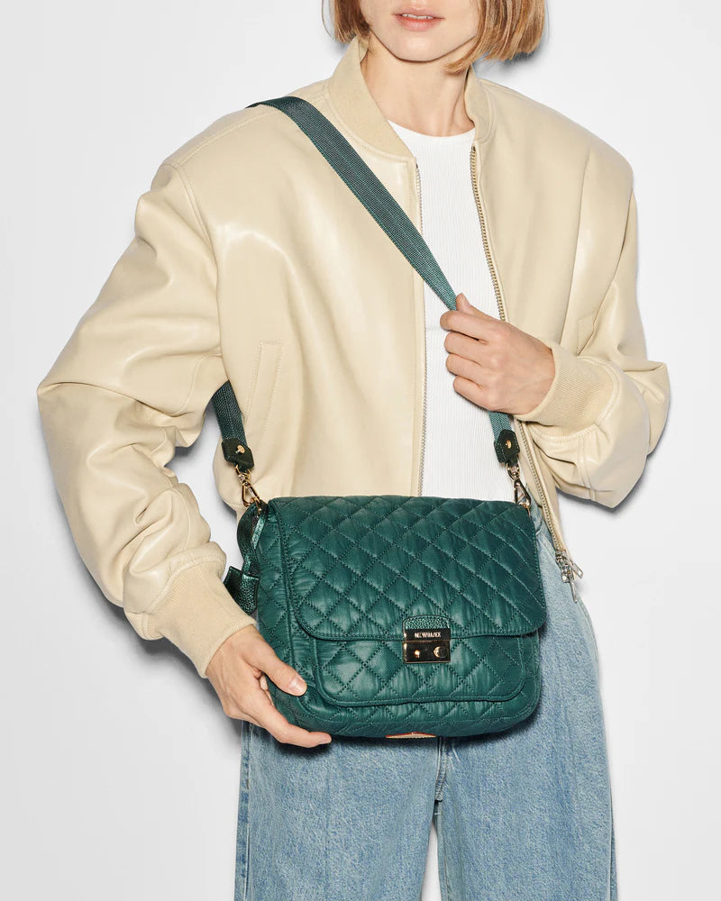MZ Wallace Medium Crosby Lock Crossbody in Emerald - Big Bag NY