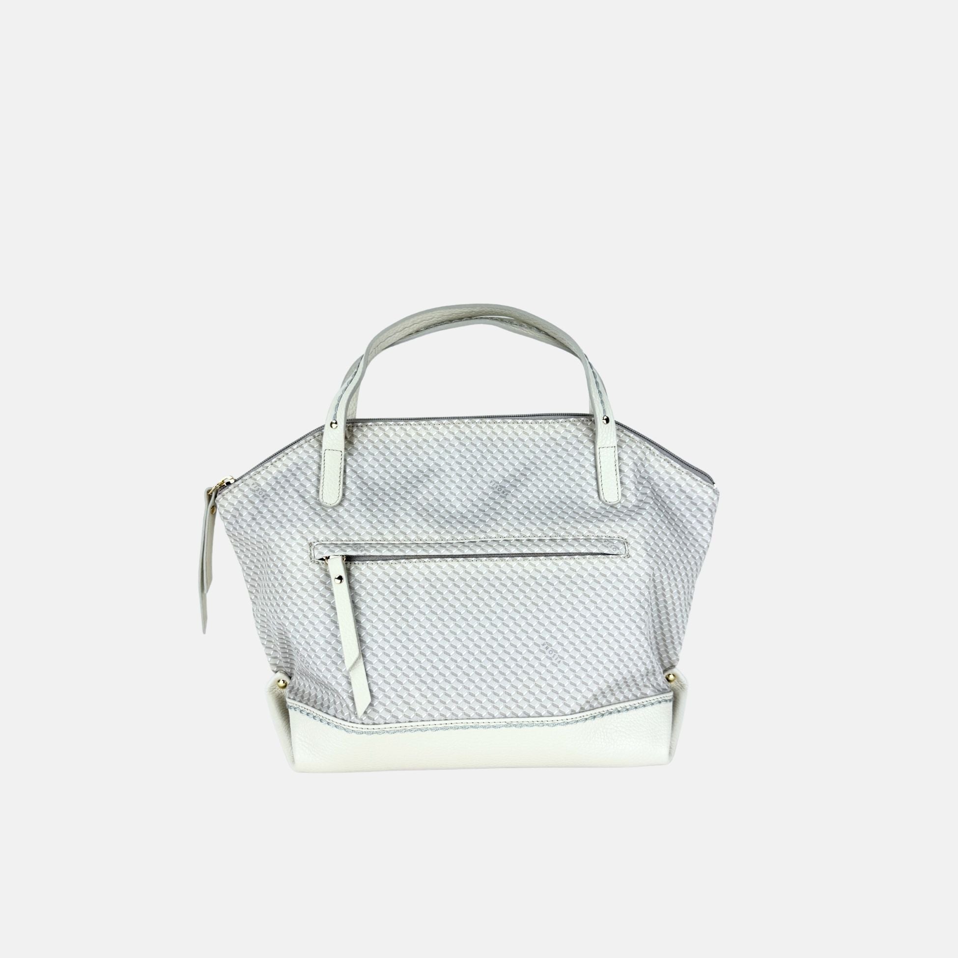 PLINIO Medium Top Handle Satchel in Greige - Big Bag NY