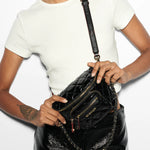 MZ Wallace Micro Crosby Crossbody Sling in Black Lacquer - Big Bag NY