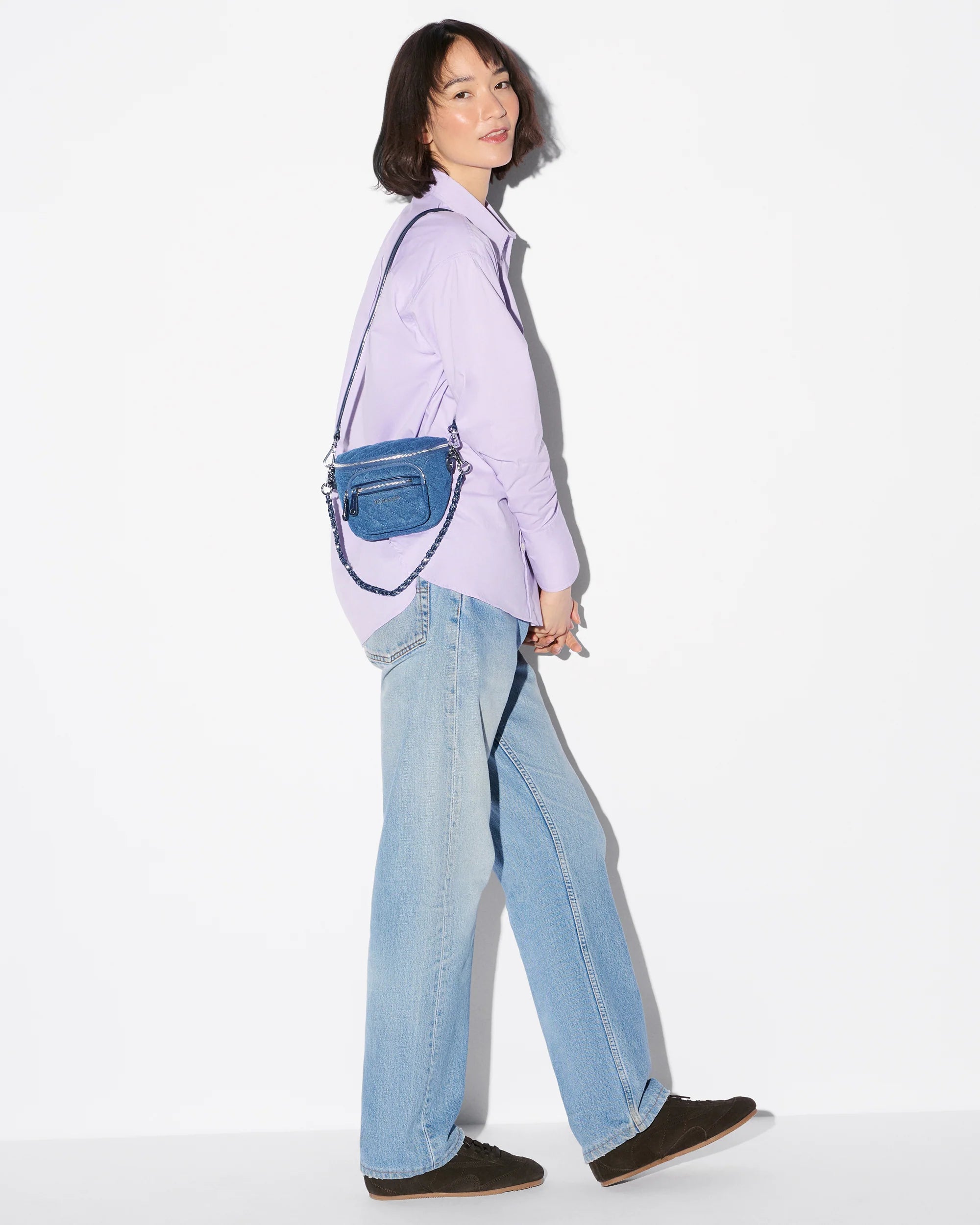 MZ Wallace Micro Crosby Crossbody Sling in True Blue Denim - Big Bag NY