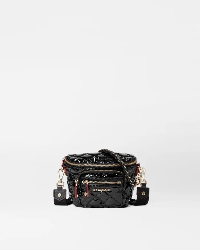 MZ Wallace Micro Crosby Crossbody Sling in Black Lacquer - Big Bag NY