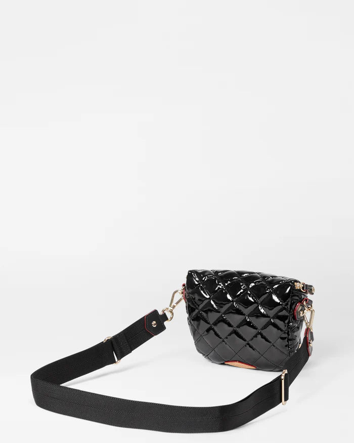 MZ Wallace Micro Crosby Crossbody Sling in Black Lacquer - Big Bag NY