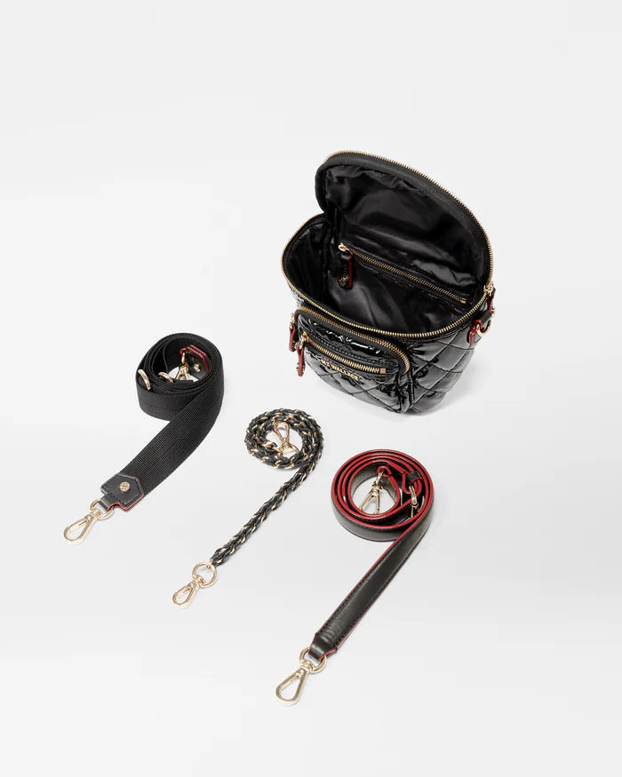 MZ Wallace Micro Crosby Crossbody Sling in Black Lacquer - Big Bag NY