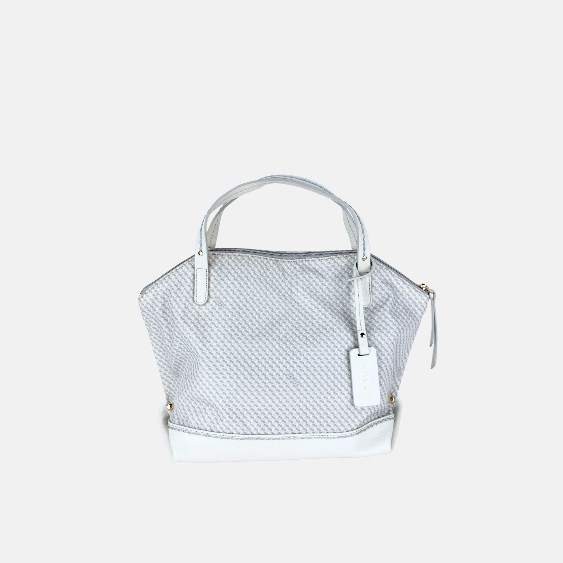 PLINIO Medium Top Handle Satchel in Greige - Big Bag NY