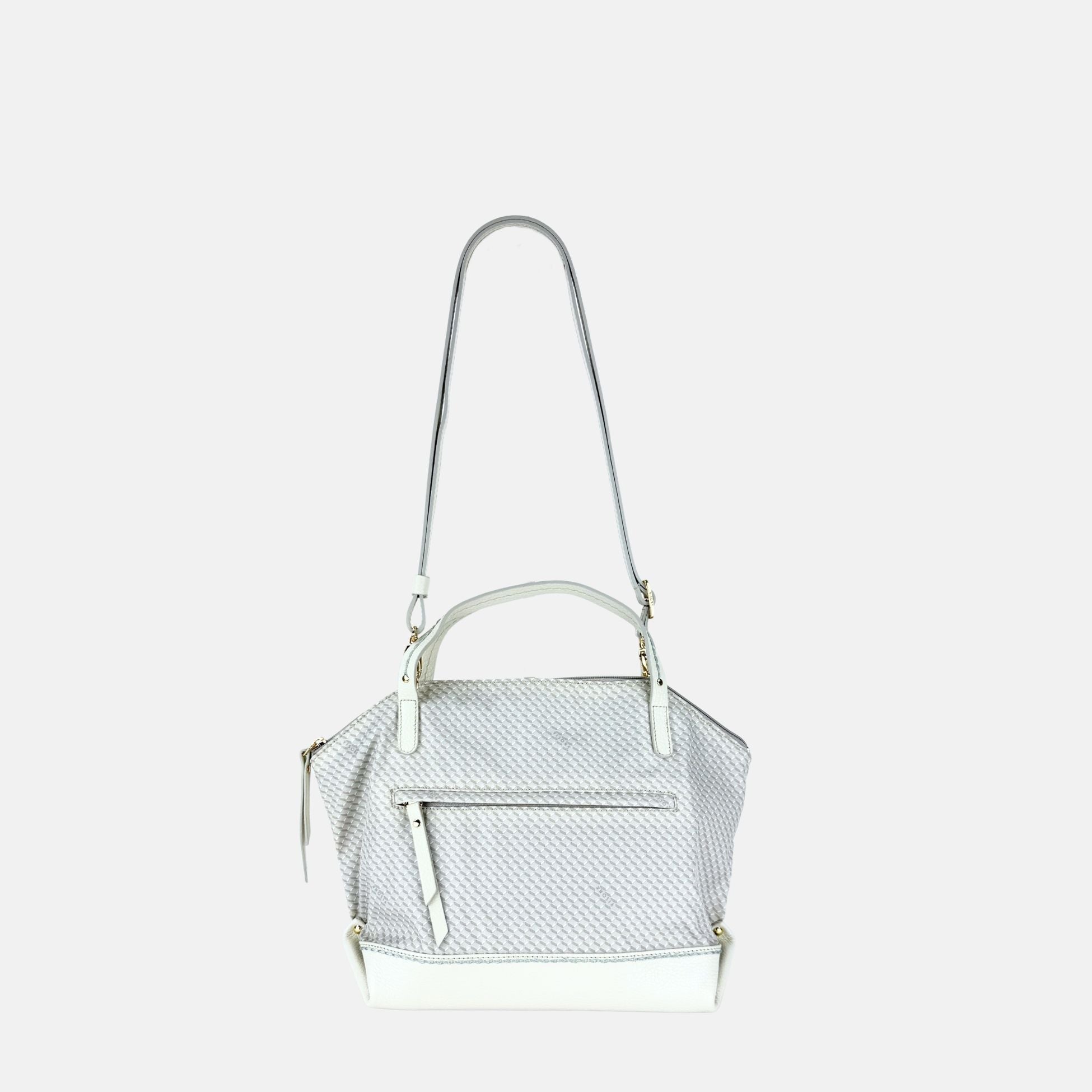 PLINIO Medium Top Handle Satchel in Greige - Big Bag NY