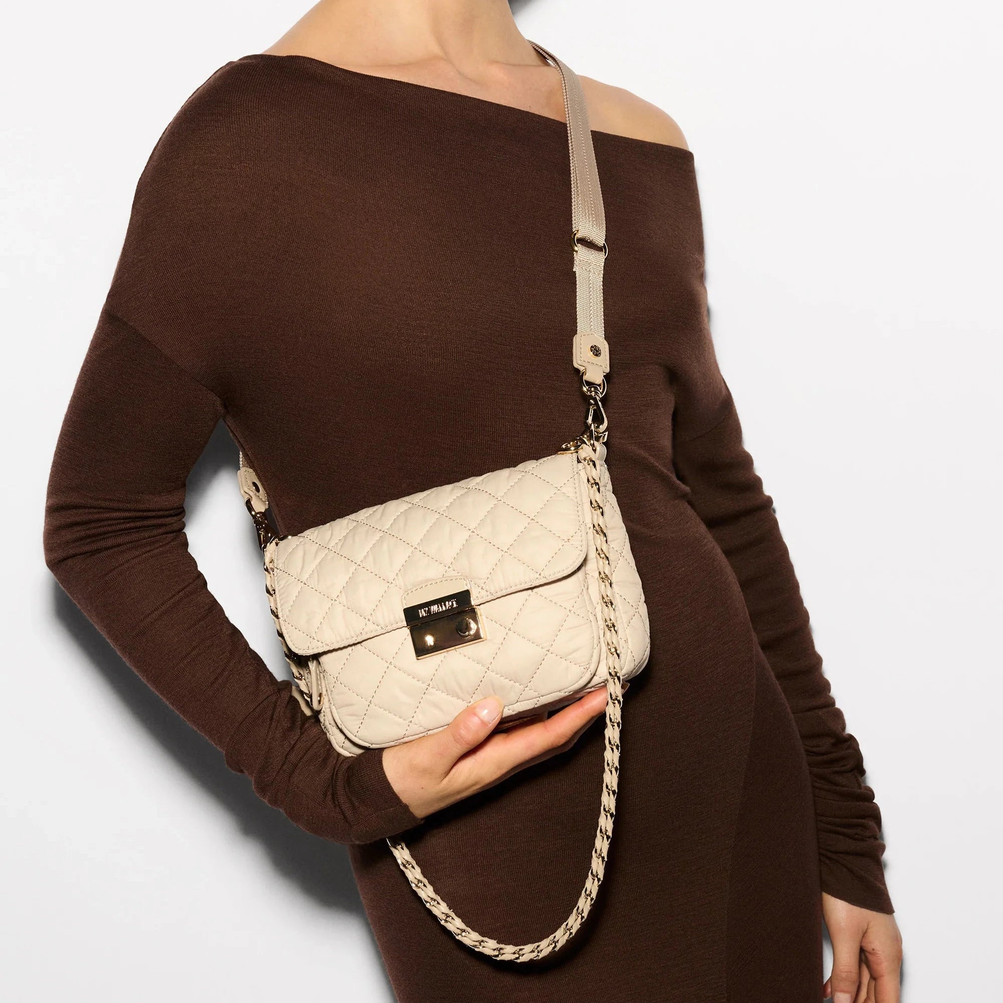 MZ Wallace Small Crosby Lock Crossbody in Buff - Bag Bag NY