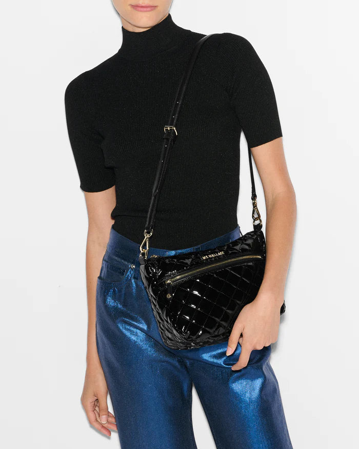 MZ Wallace Crosby ELLA Crossbody in Black Lacquer - Big Bag NY