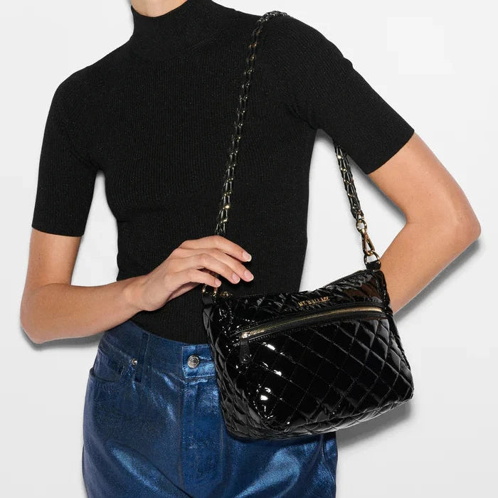 MZ Wallace Crosby ELLA Crossbody in Black Lacquer - Big Bag NY