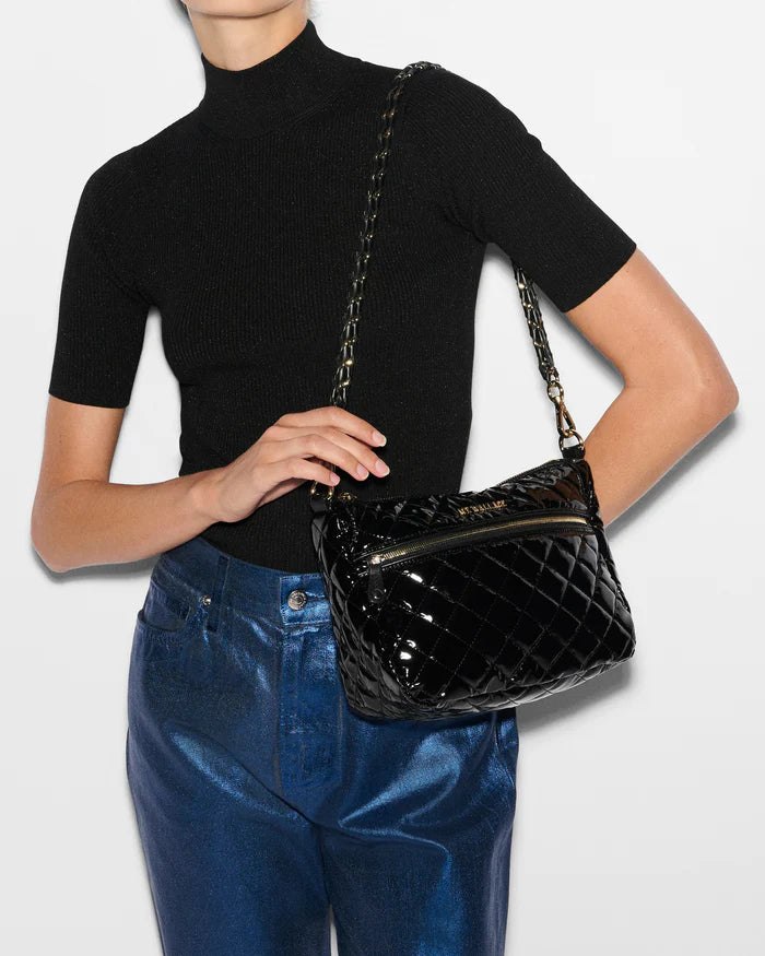 MZ Wallace Crosby ELLA Crossbody in Black Lacquer - Big Bag NY