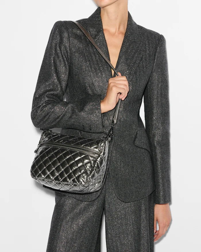 MZ Wallace Crosby ELLA Crossbody in Pewter Metallic - Big Bag NY