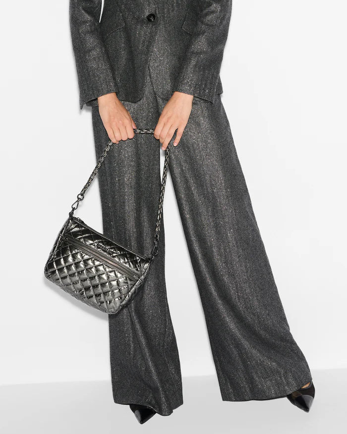 MZ Wallace Crosby ELLA Crossbody in Pewter Metallic - Big Bag NY