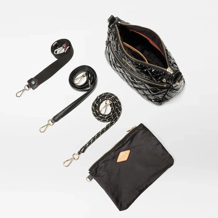 MZ Wallace Crosby ELLA Crossbody in Black Lacquer - Big Bag NY