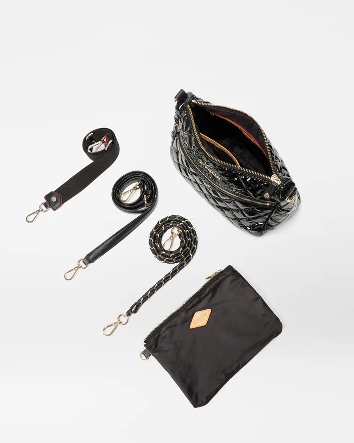 MZ Wallace Crosby ELLA Crossbody in Black Lacquer - Big Bag NY