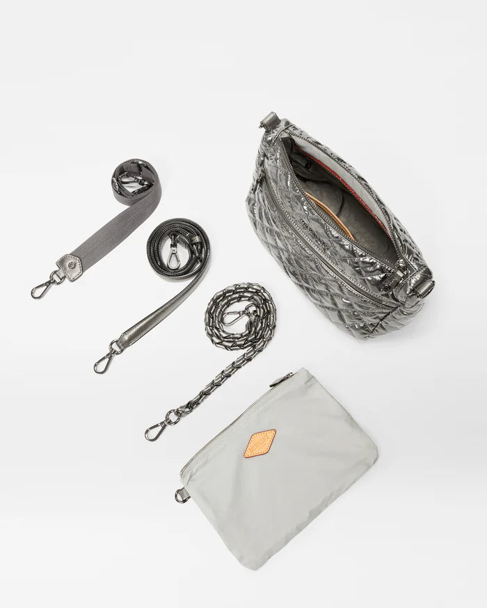 MZ Wallace Crosby ELLA Crossbody in Pewter Metallic - Big Bag NY