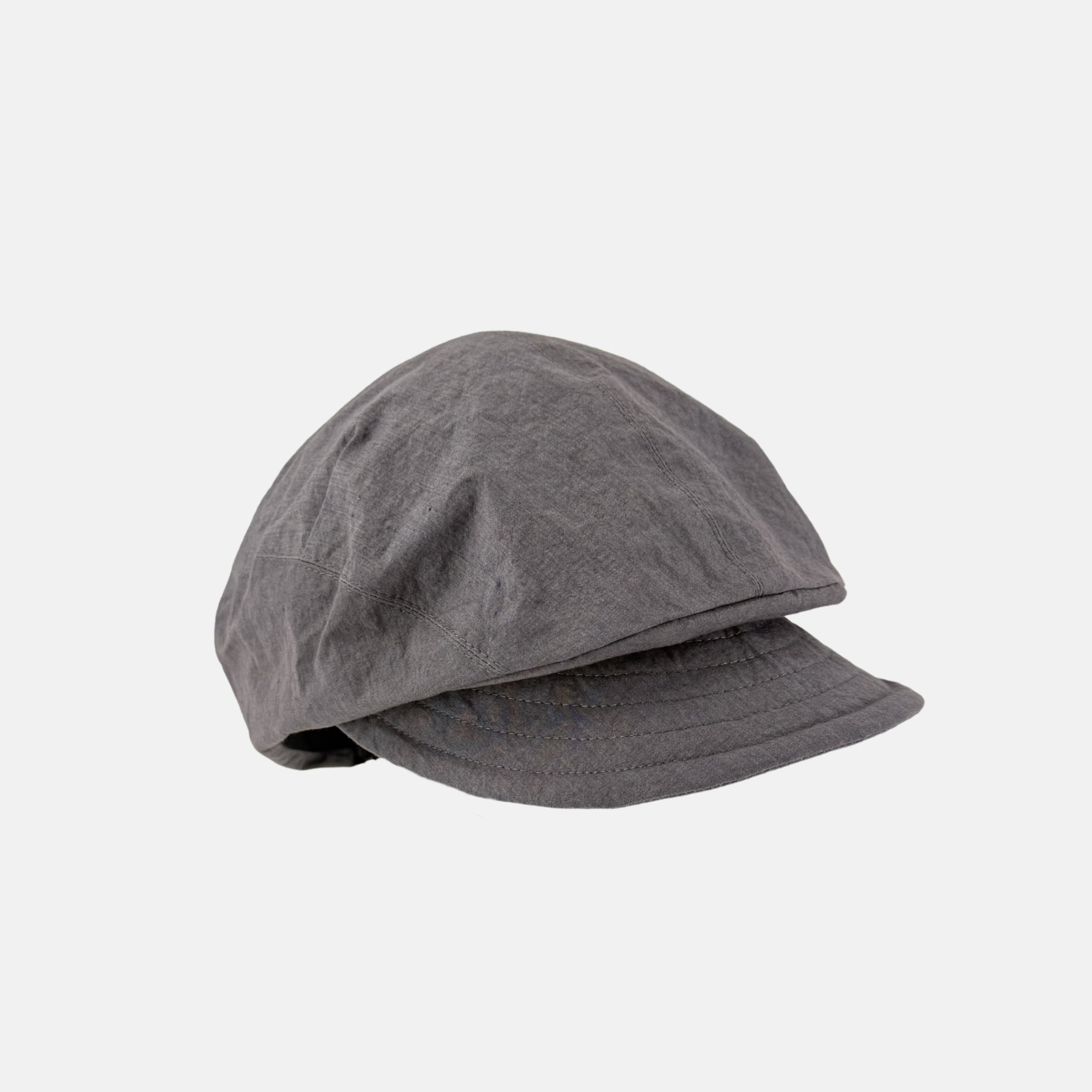 PCNQ QUIHNO Linen and Nylon Sun and Rain Flat Cap in Grey - Big Bag NY