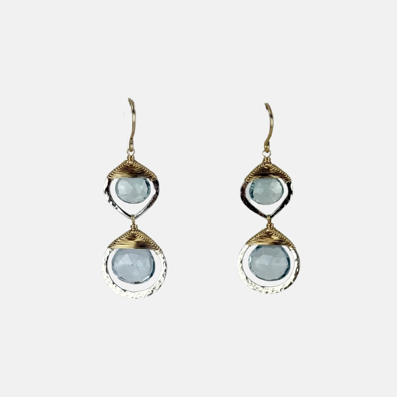 Dana Kellin Aqua Quartz Mixed Metal Drop Earrings - Big Bag NY