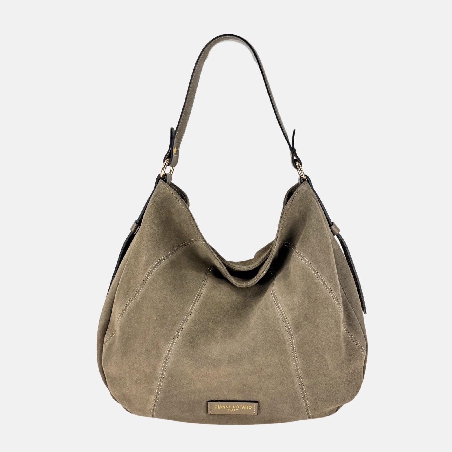 Gianni Notaro Medium Suede Slouchy Tote Bag in Taupe - Big Bag NY