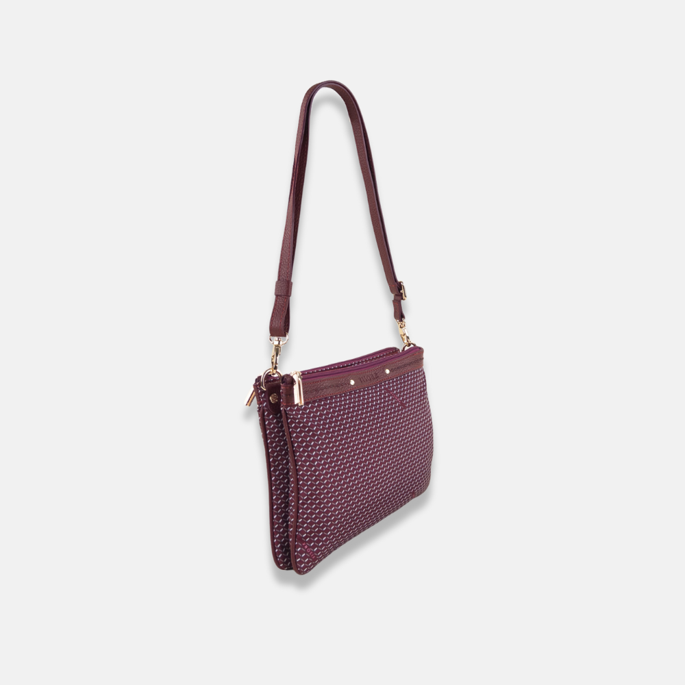 PLINIO Dual Compartment Crossbody Bag in Bordo  - Big Bag NY