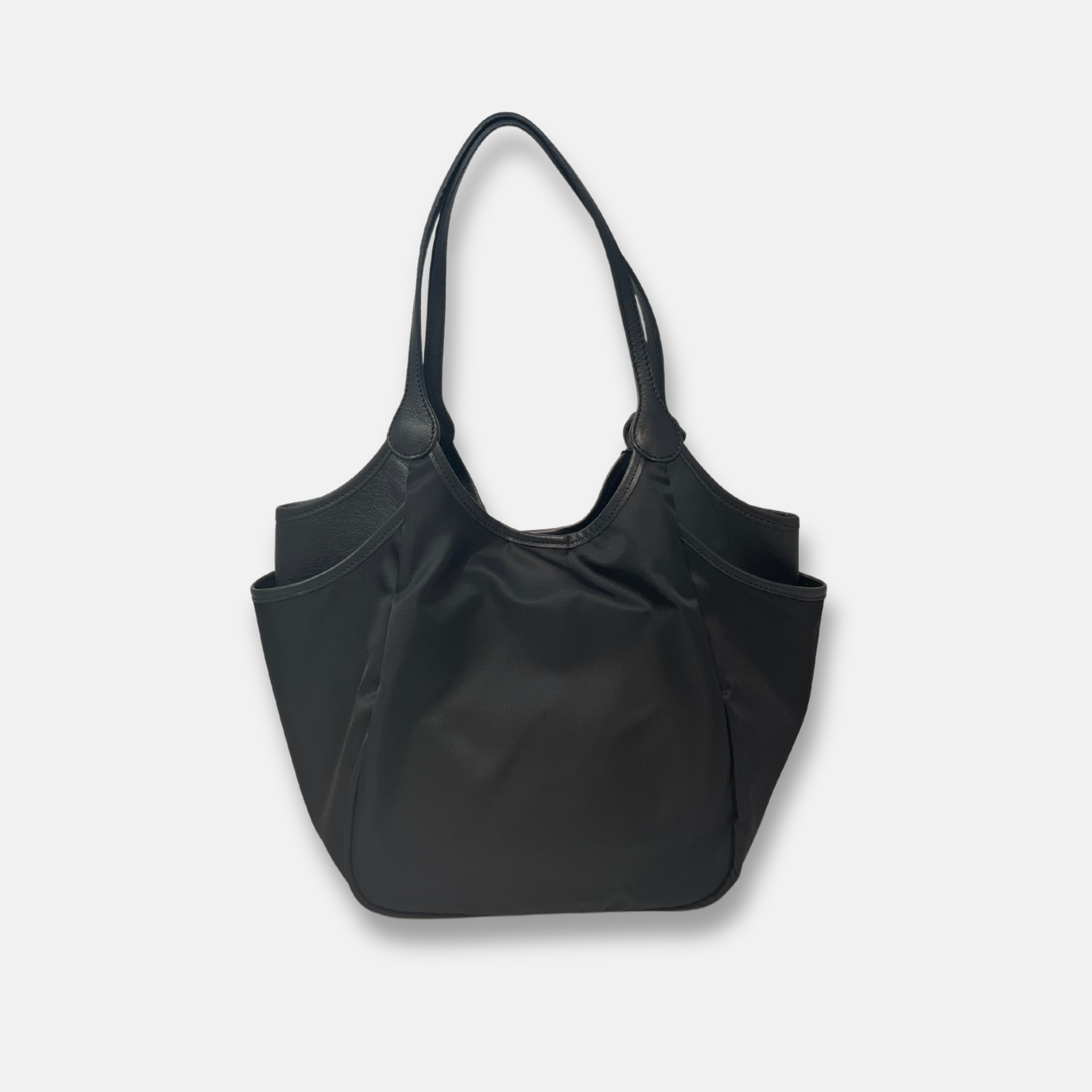 Marco Masi Small Nylon Tote with Side Pockets Black - Big Bag NY