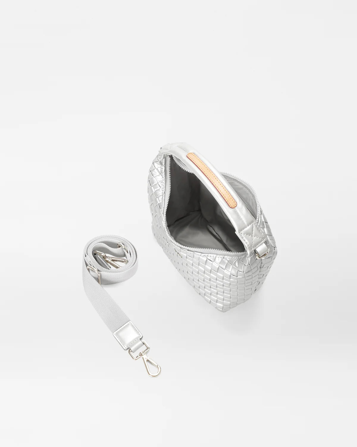 MZ Wallace Matte Silver Mini Woven Hobo - Big Bag NY