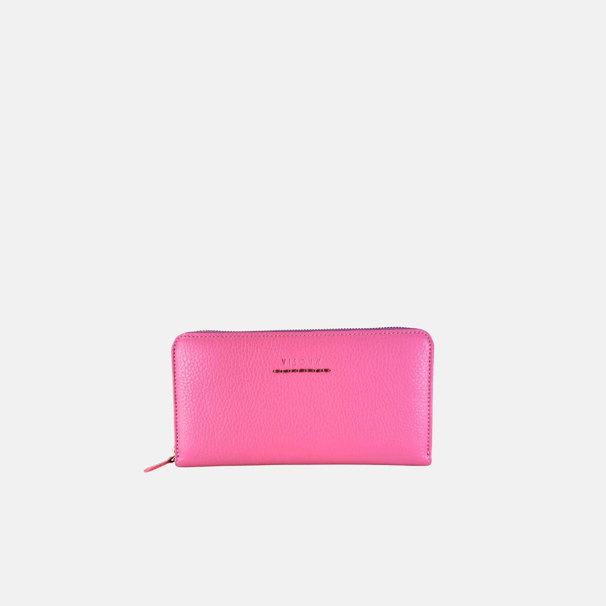 Visona Long Zip Around Wallet in Magenta - Big Bag NY