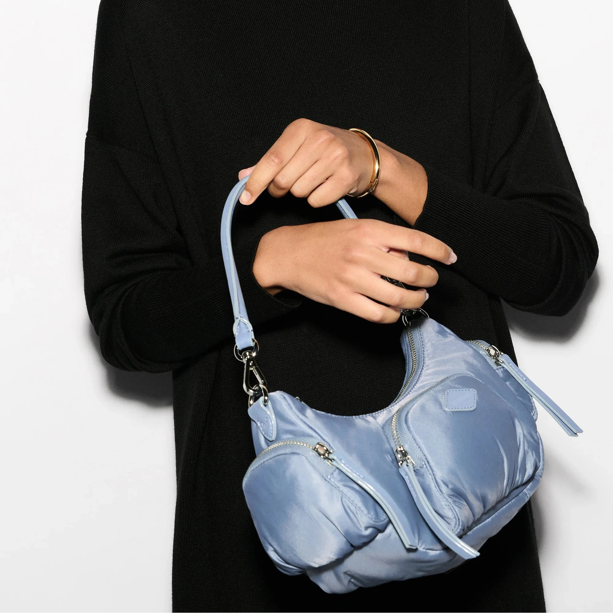 MZ Wallace Small Chelsea Shoulder Bag in Stone Blue - Big Bag NY