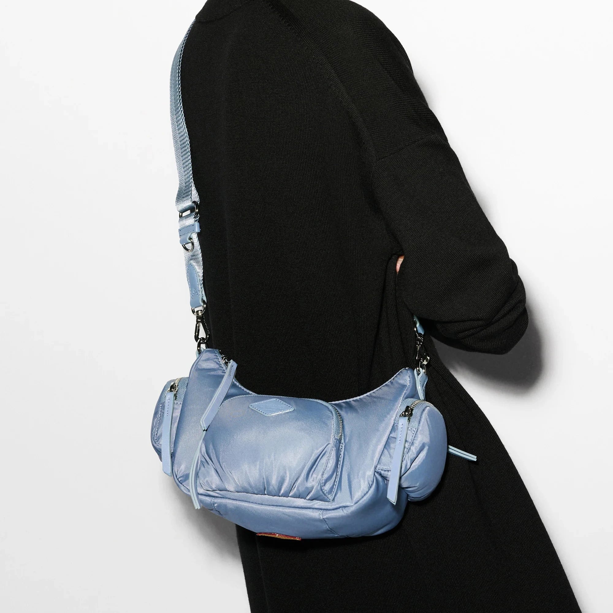 MZ Wallace Small Chelsea Shoulder Bag in Stone Blue - Big Bag NY