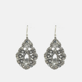Miguel Ases Silver Swarovski Almond Drop Earrings - Big Bag NY