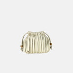 Ruched Lambskin Mini Shoulder Bag in Latte Cream - Big Bag NY