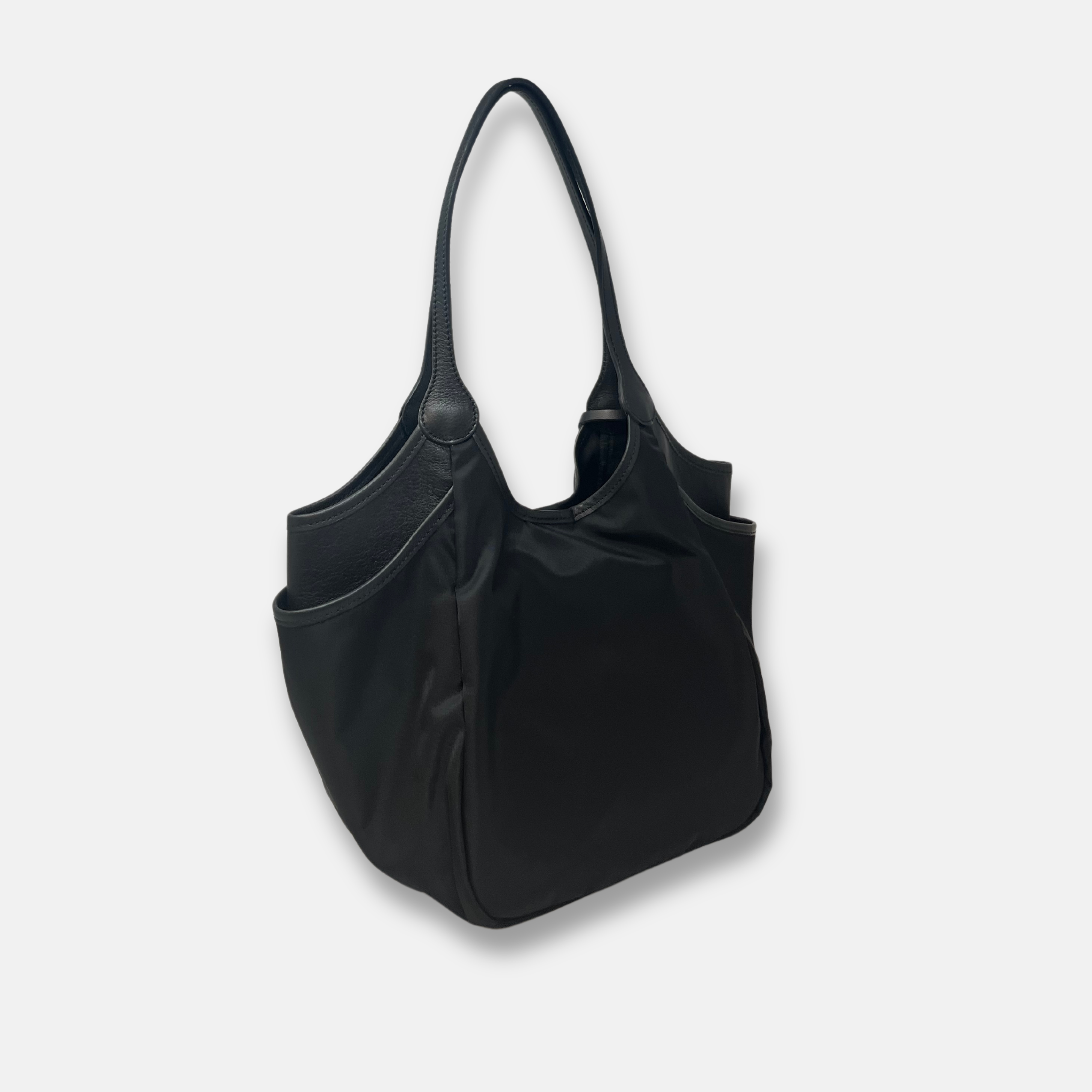 Marco Masi Small Nylon Tote with Side Pockets Black - Big Bag NY