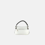 Plinio Visona Cherie Woven Top Handle Shoulder Bag in White - Big Bag NY