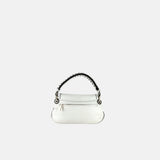 Plinio Visona Cherie Woven Top Handle Shoulder Bag in White - Big Bag NY