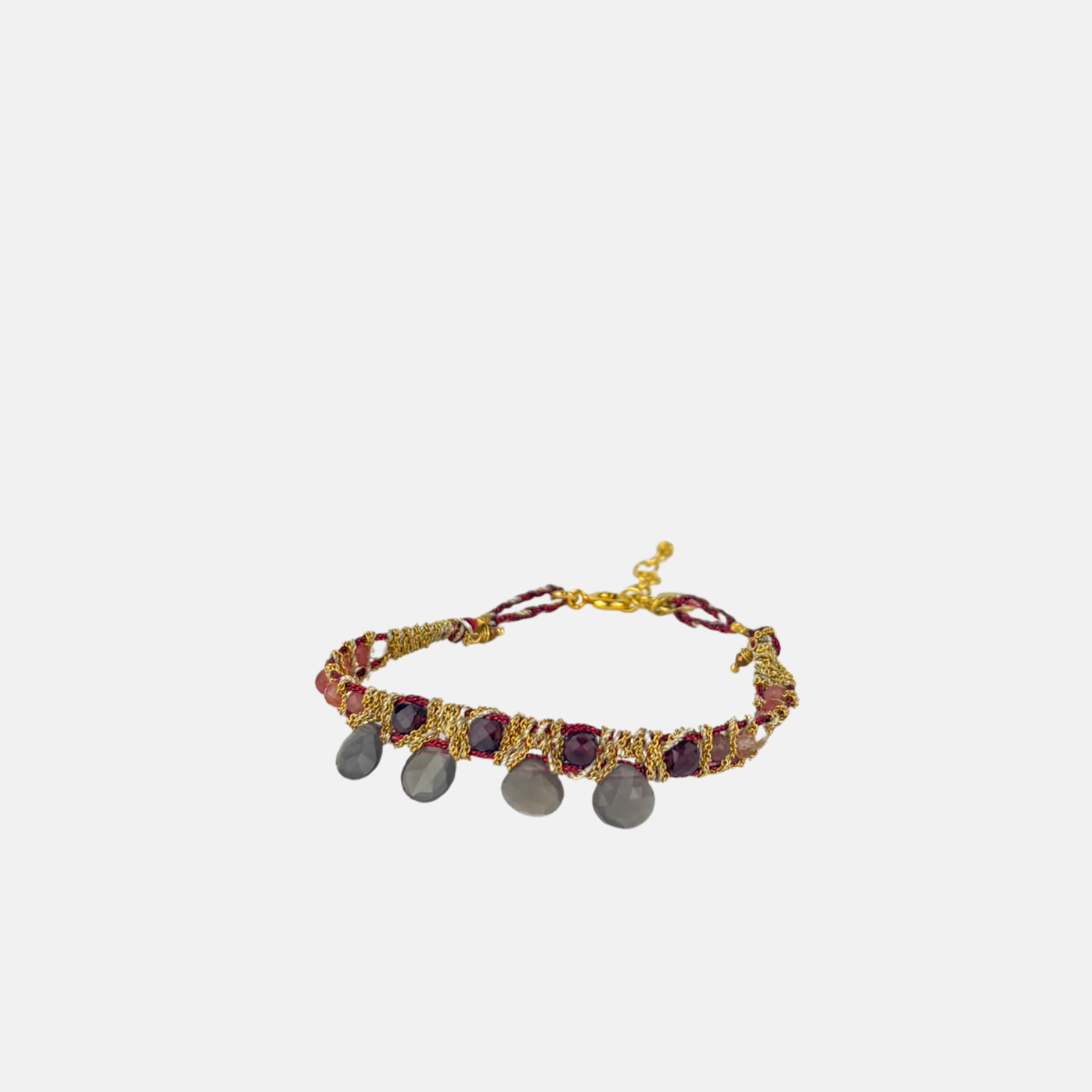DAG Gioielli Candy Drop Bracelet with Garnet and Gray Moonstone Gemstones - Big Bag NY