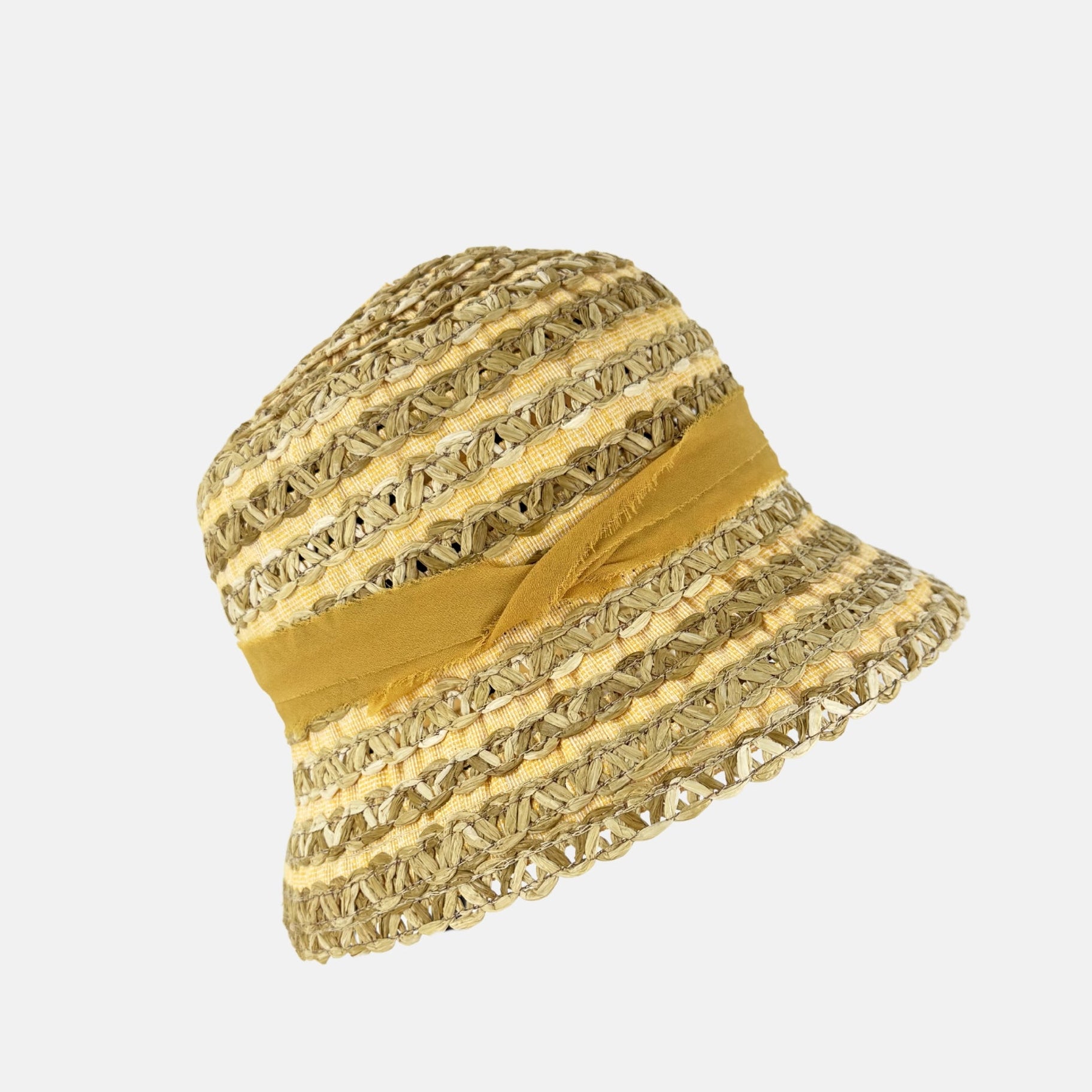 Ferruccio Vecchi Crochet Bucket Hat in Yellow - Big Bag NY