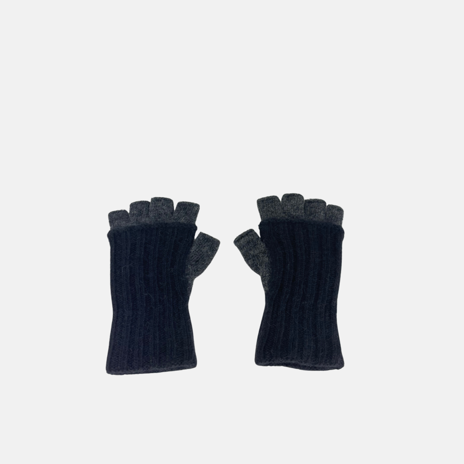 Wool Two Tone Fingerless Gloves