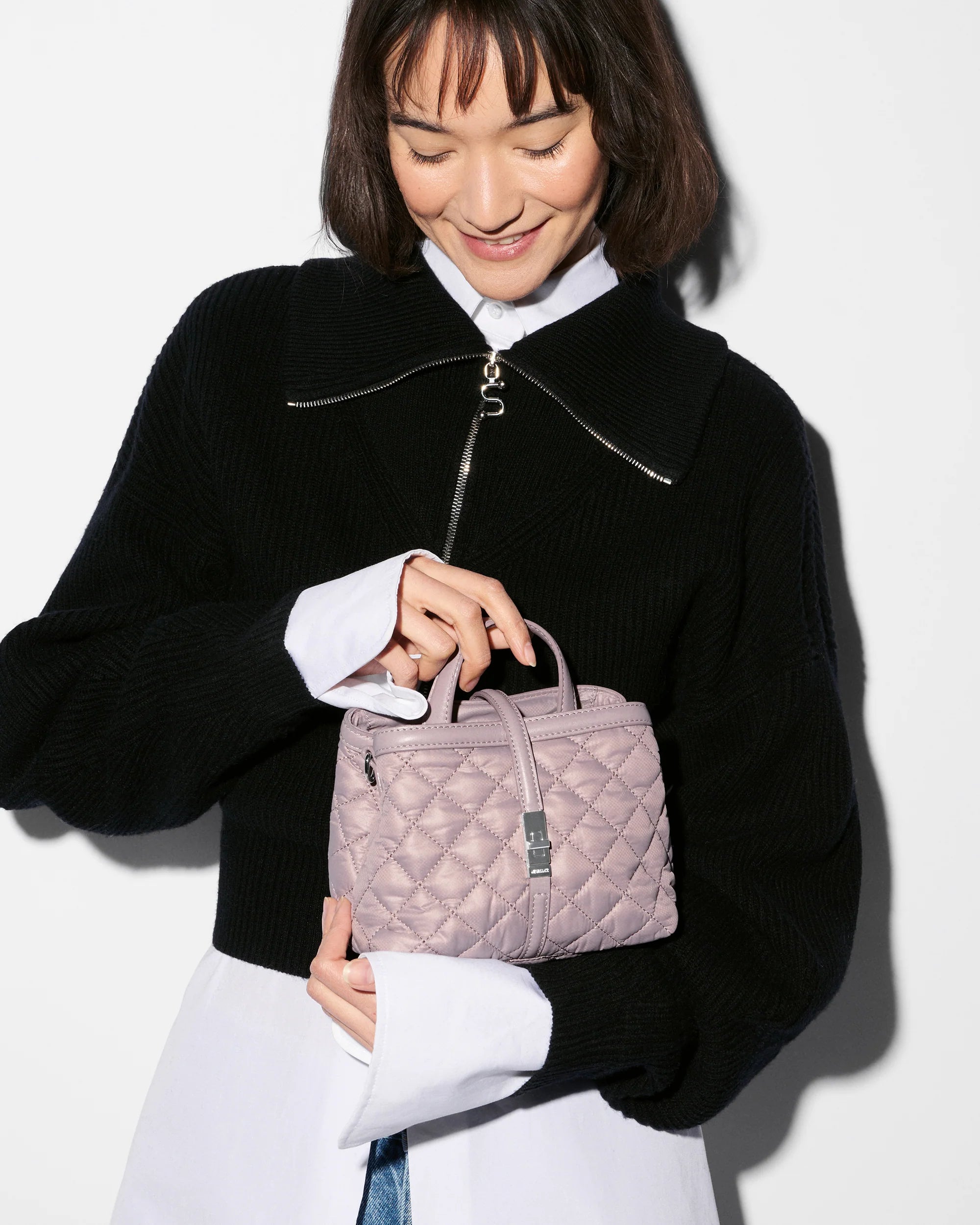MZ WALLACE Mini Astor Top Handle Bag in Quail - Big Bag NY