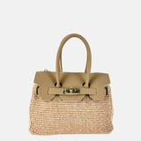 Caterina Bertini Medium Raffia and Leather Crossbody Bag
