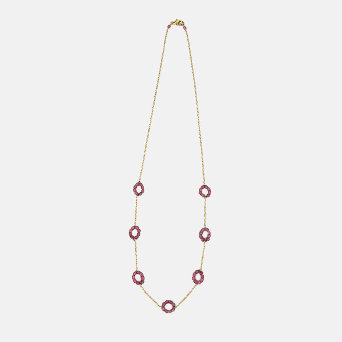 Danielle Welmond Seven Pink Tourmaline Woven Loop Necklace Big Bag NY