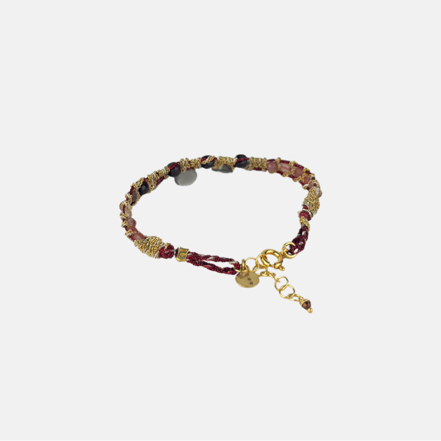 DAG Gioielli Candy Drop Bracelet with Garnet and Gray Moonstone Gemstones - Big Bag NY