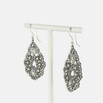 Miguel Ases Silver Swarovski Almond Drop Earrings - Big Bag NY