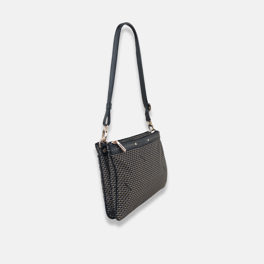 PLINIO Dual Compartment Crossbody Bag in Black  - Big Bag NY