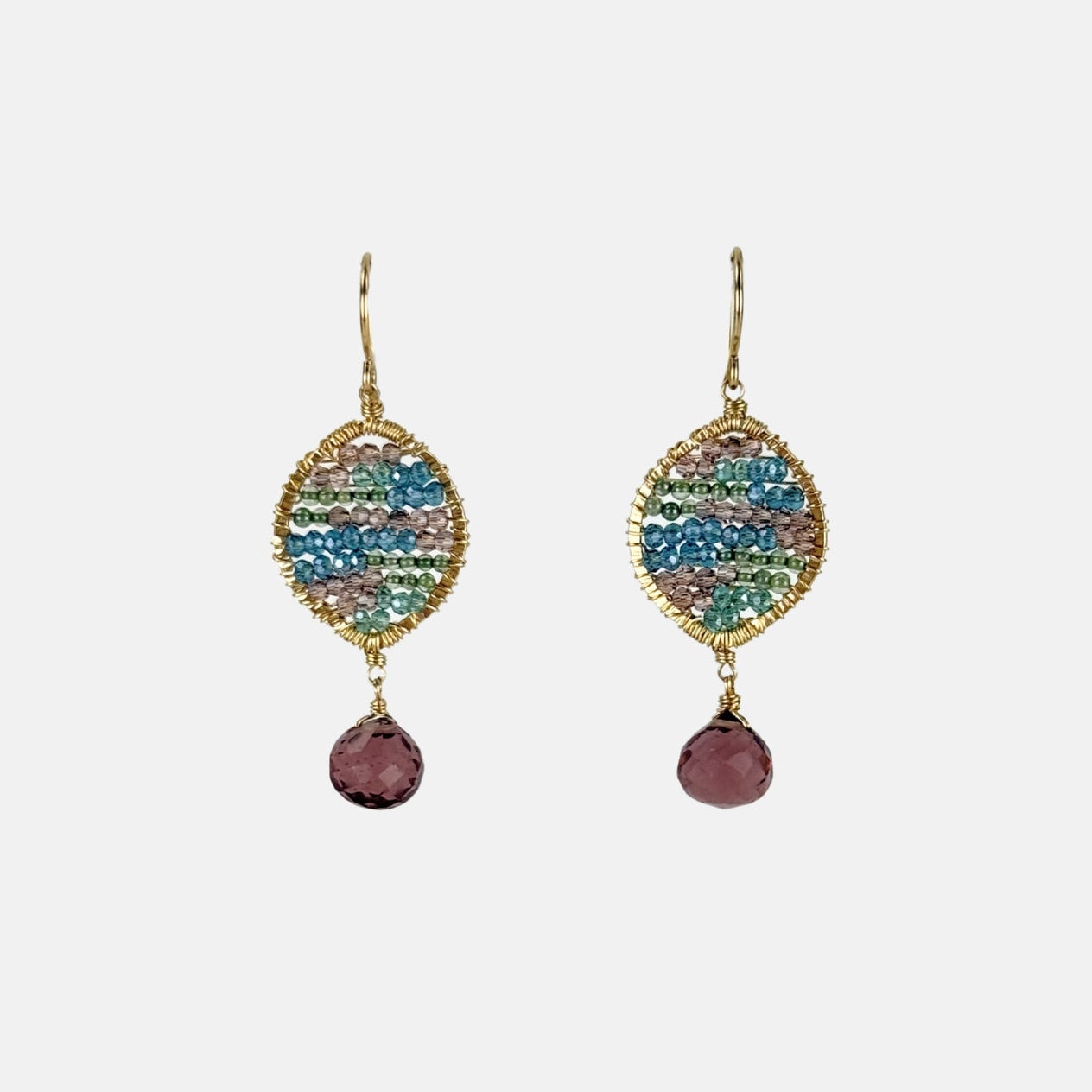 Dana Kellin Beaded Earrings with Tourmaline Crystal Drop - Big Bag NY