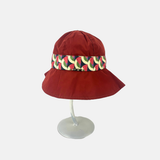 Red Rain Hat with Geometric Ribbon