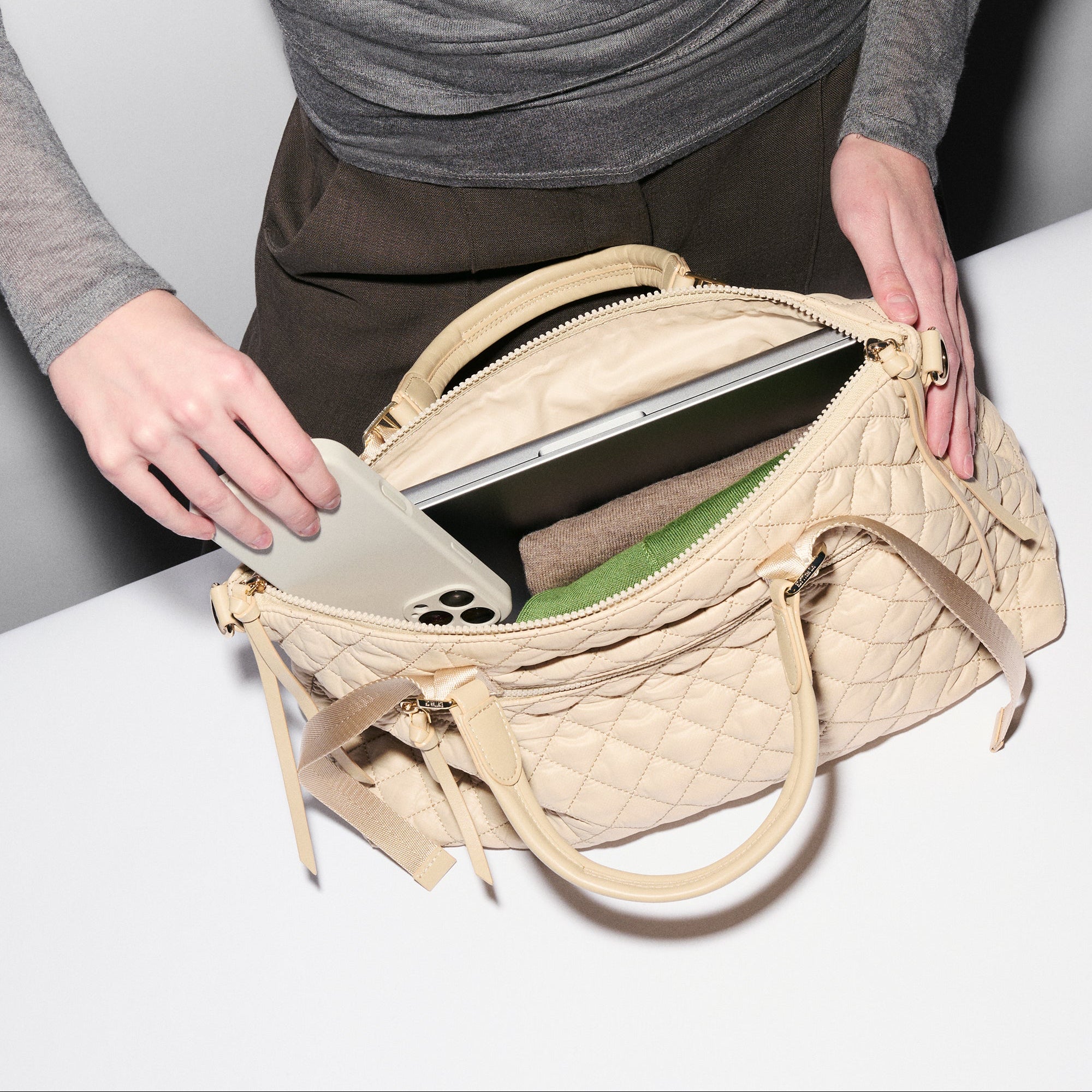 MZ WALLACE Medium Park Satchel
 Buff - Big Bag NY