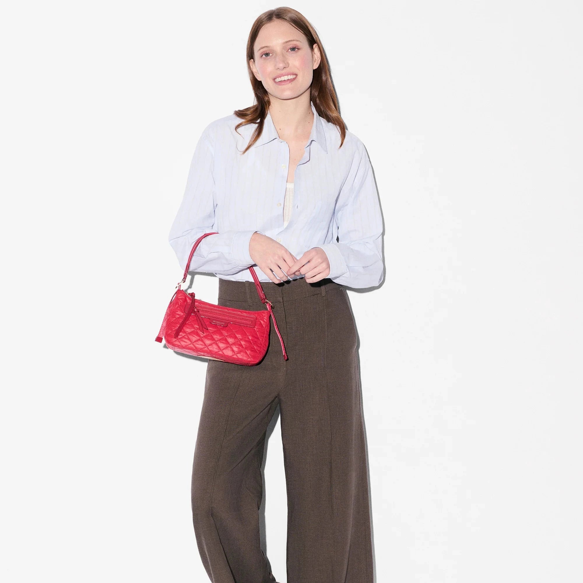 MZ WALLACE Small Park Shoulder Bag in Apple Red - Big Bag NY